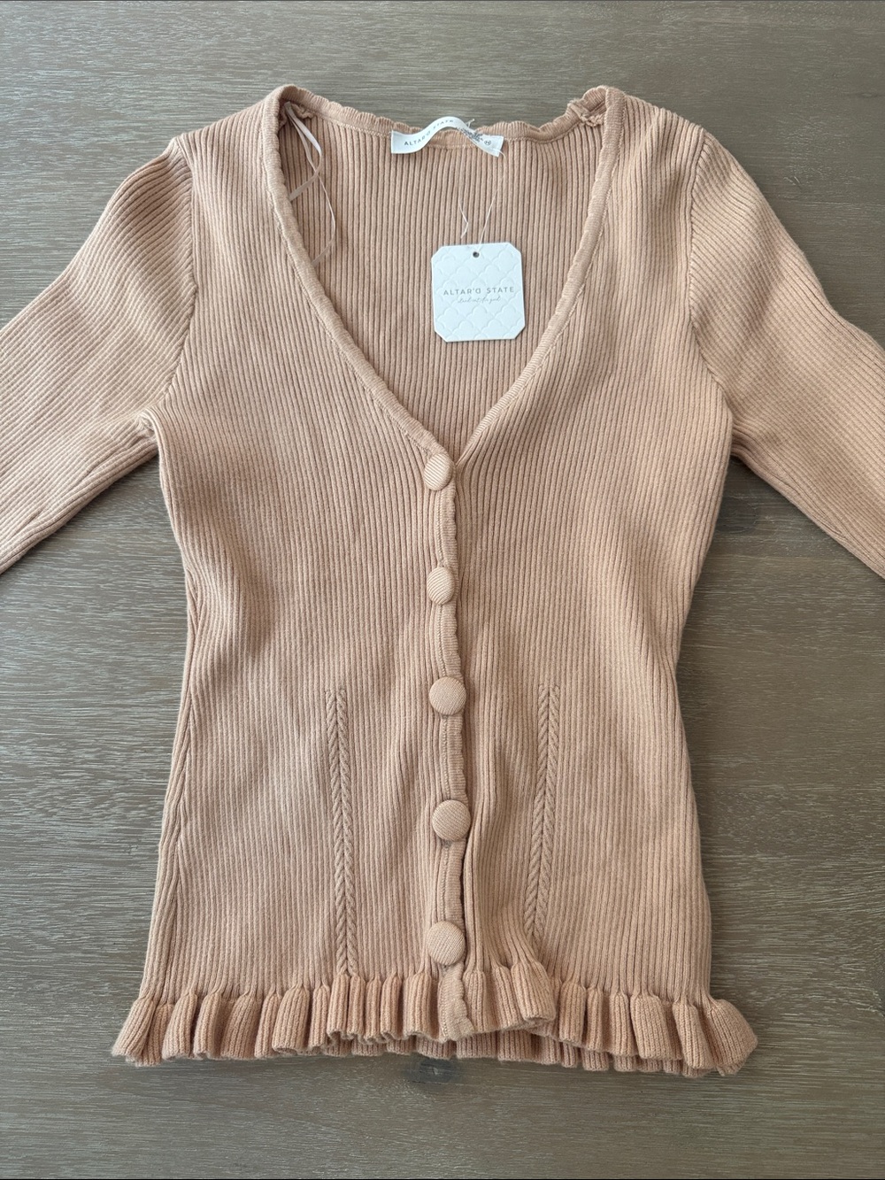 NWT Altar'd State Ribbed Button-Front Cardigan | M - Picture 2 of 8